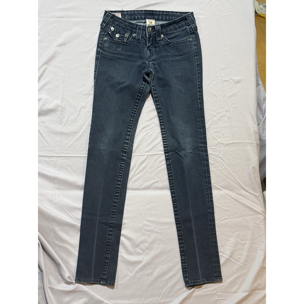 True Religion Jeans Womens 26 Dark Wash Flap Pocket Low Rise Skinny Made in USA